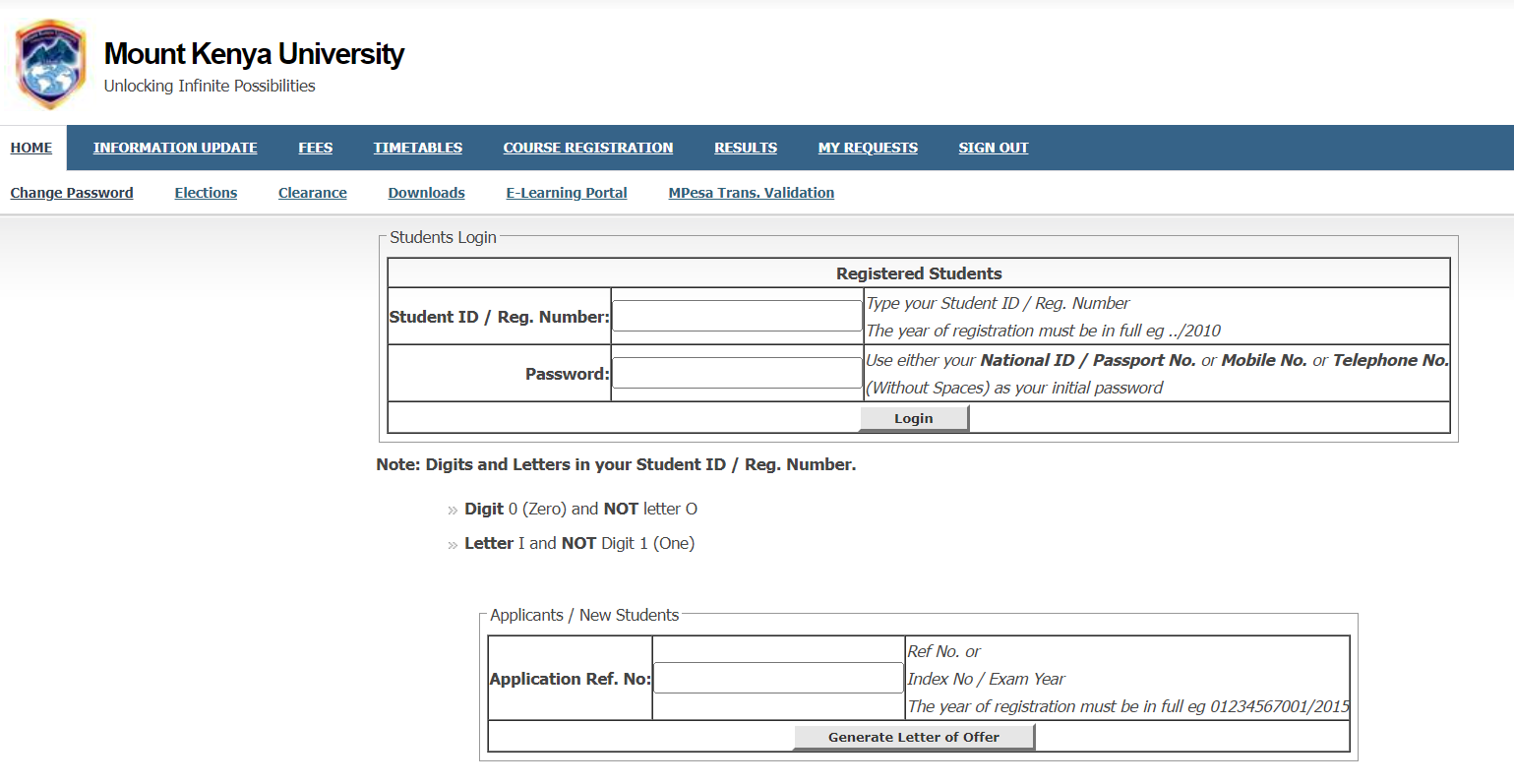 How to Login to the MKU student portal