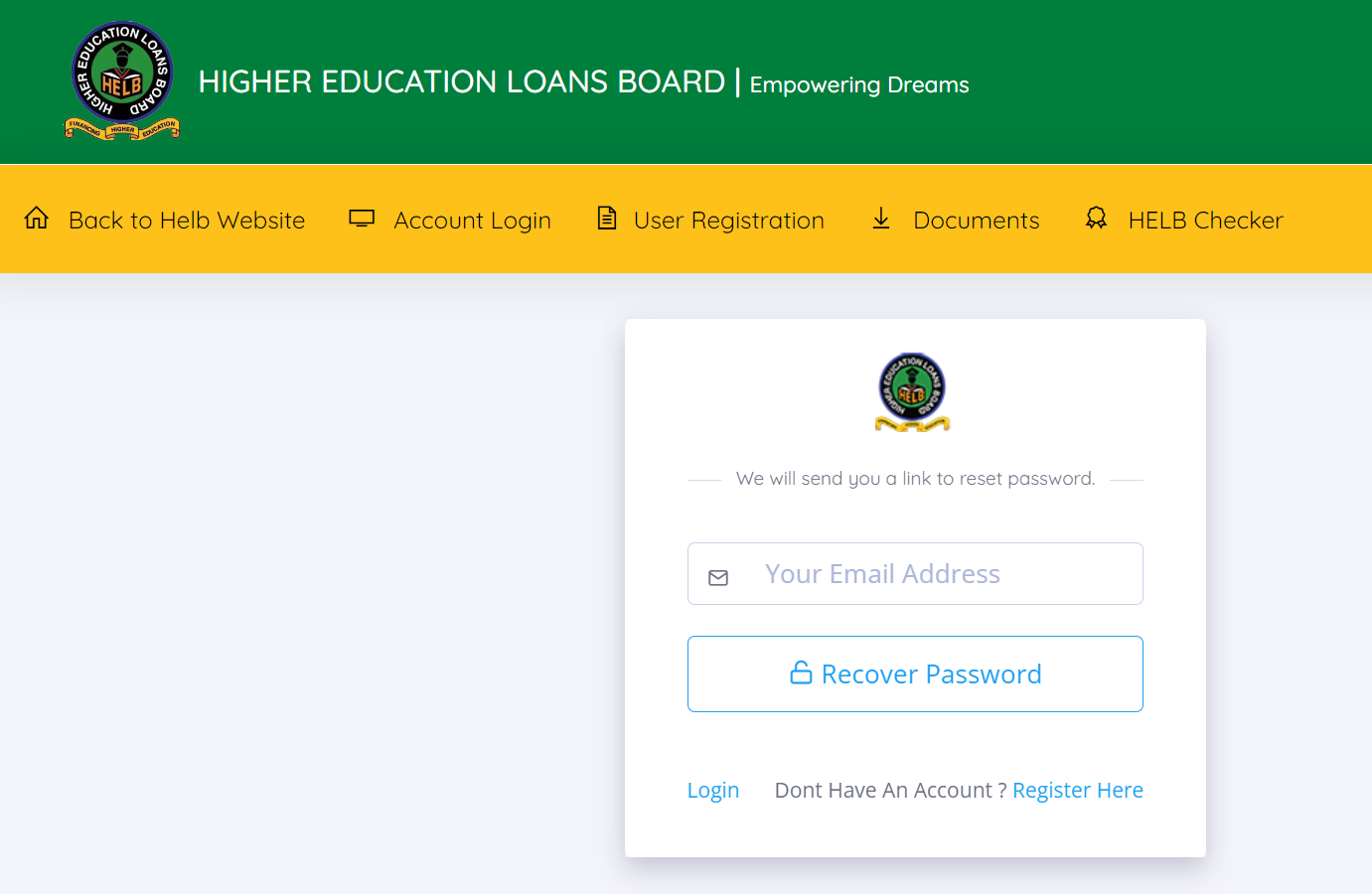 How to Retrieve your HELB student portal Login Password