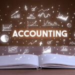 ACCOUNTING inscription coming out from an open book, business co