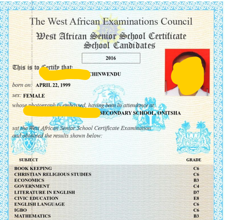 WAEC ORIGINAL RESULT